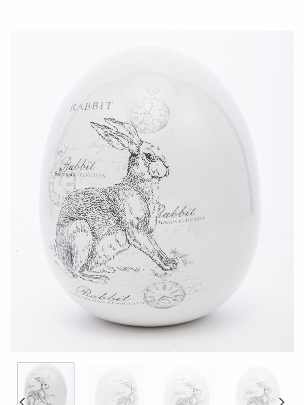White Rabbit Decorative Accent ceramic egg - Picture 9 of 16